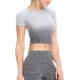thumbnail image 3 of Mujer Deporte Yoga Gimnasio Ropa de manga corta Crop Top Entrenamiento Fitness (Gris L), 3 of 8