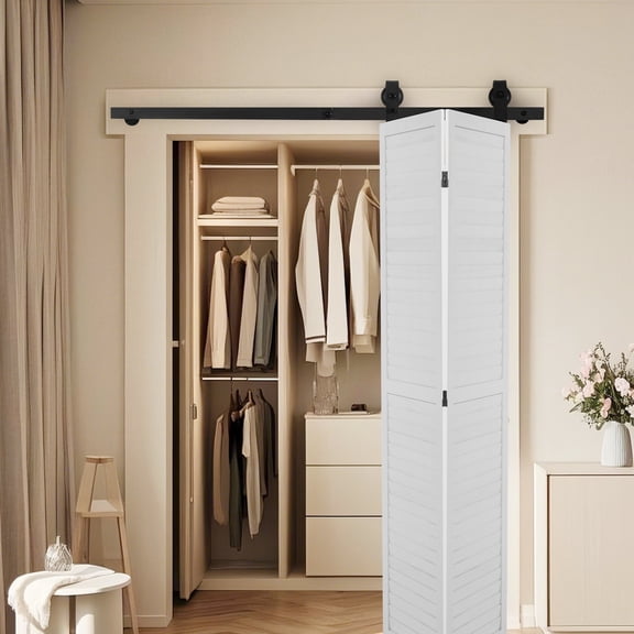 (Weiyi-EC)-- Bi-Folding Sliding Barn Door Hardware Track Kit 52" For Two 24" Doors **--( 4ep;-')