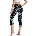 thumbnail image 2 of SCRAWLGOD Shark Print Blue Black Women's Capri Yoga Pants with Pockets High Waisted Yoga Legging for Workout Tummy Control Breathable Casual Cropped Tights, XS, 2 of 7