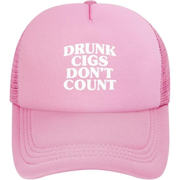 Drunk Cigs Don't Count Trucker Hats for Men Women Gifts Adjustable Baseball Cap Pink
