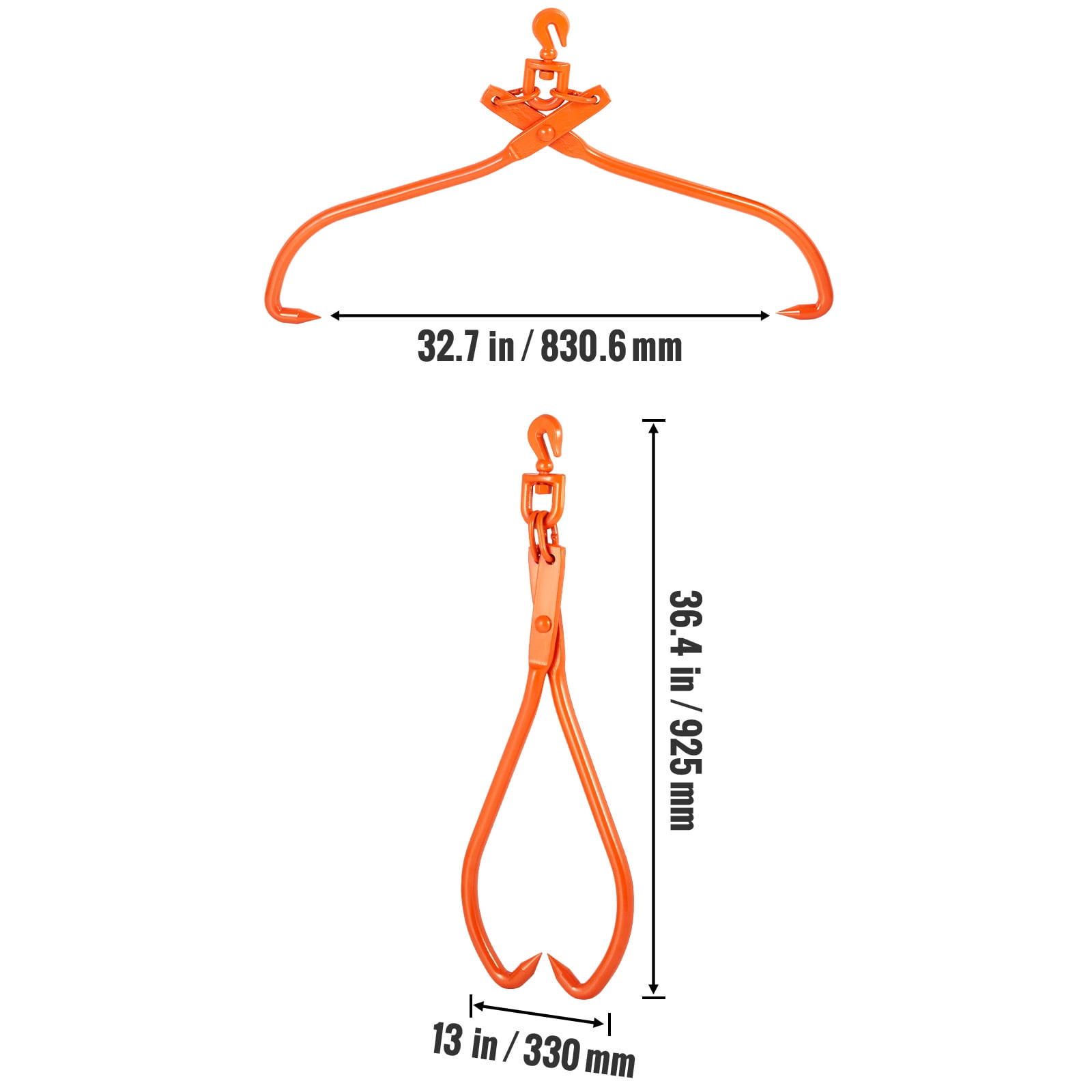 BENTISM Log Skidding Tongs, 32 inch 2 Claw Log Lifting Tongs, Heavy Duty Rotating Steel Lumber Skidding Tongs, 1543 lbs/700 kg Loading Capacity, Log Lifting, Handling, Dragging & Carrying Tool
