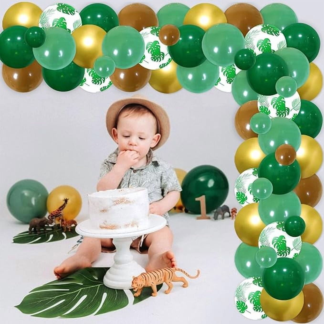 73Pcs Sloth Theme Birthday Decorations, Sloth Happy Birthday Backdrop Green Brown Balloon Arch Kit for Kids Tropical Jungle Animal Themed 1st/2nd/3rd/4th Birthday Supplies
