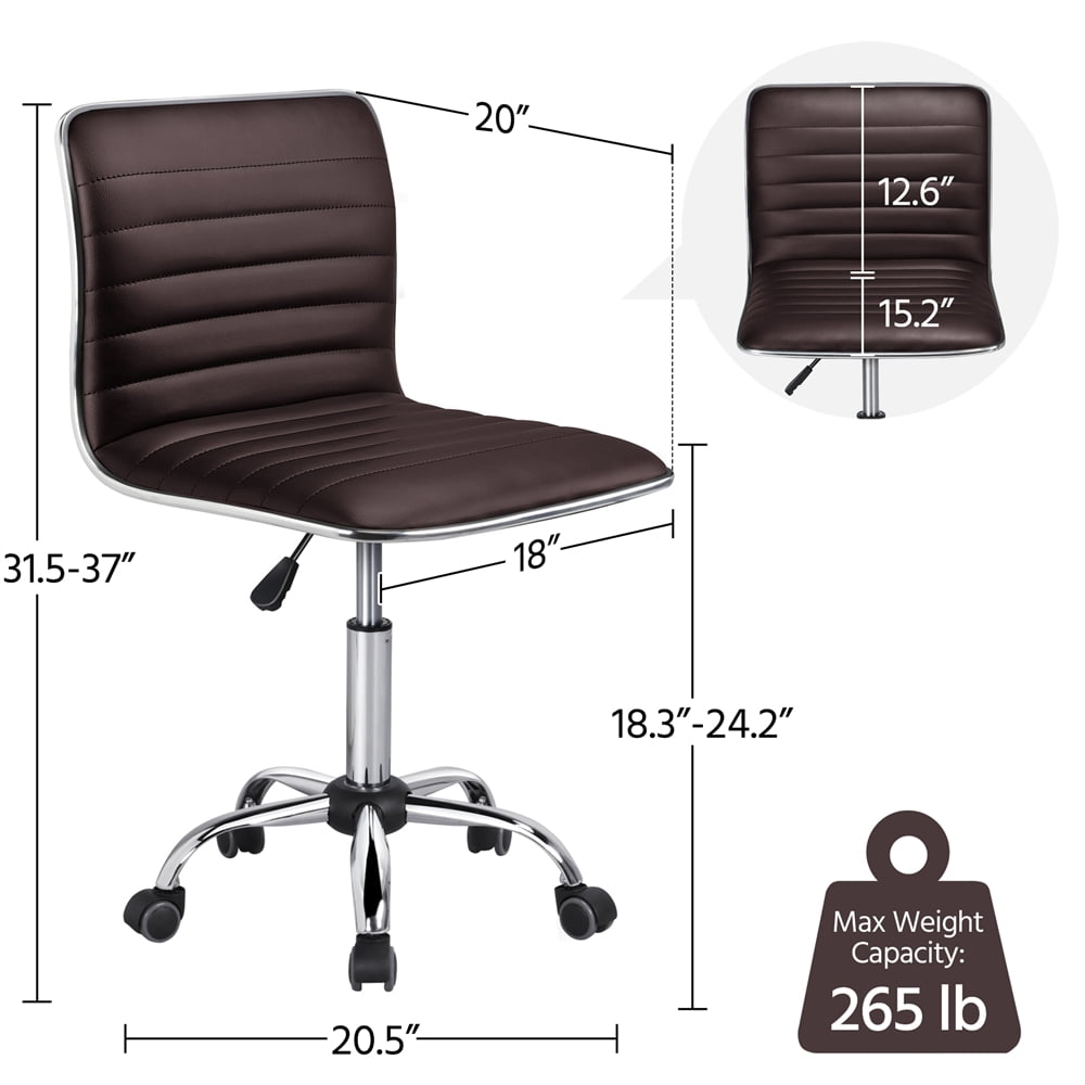 Yaheetech Adjustable PU Leather Office Chair with Wheels, Brown