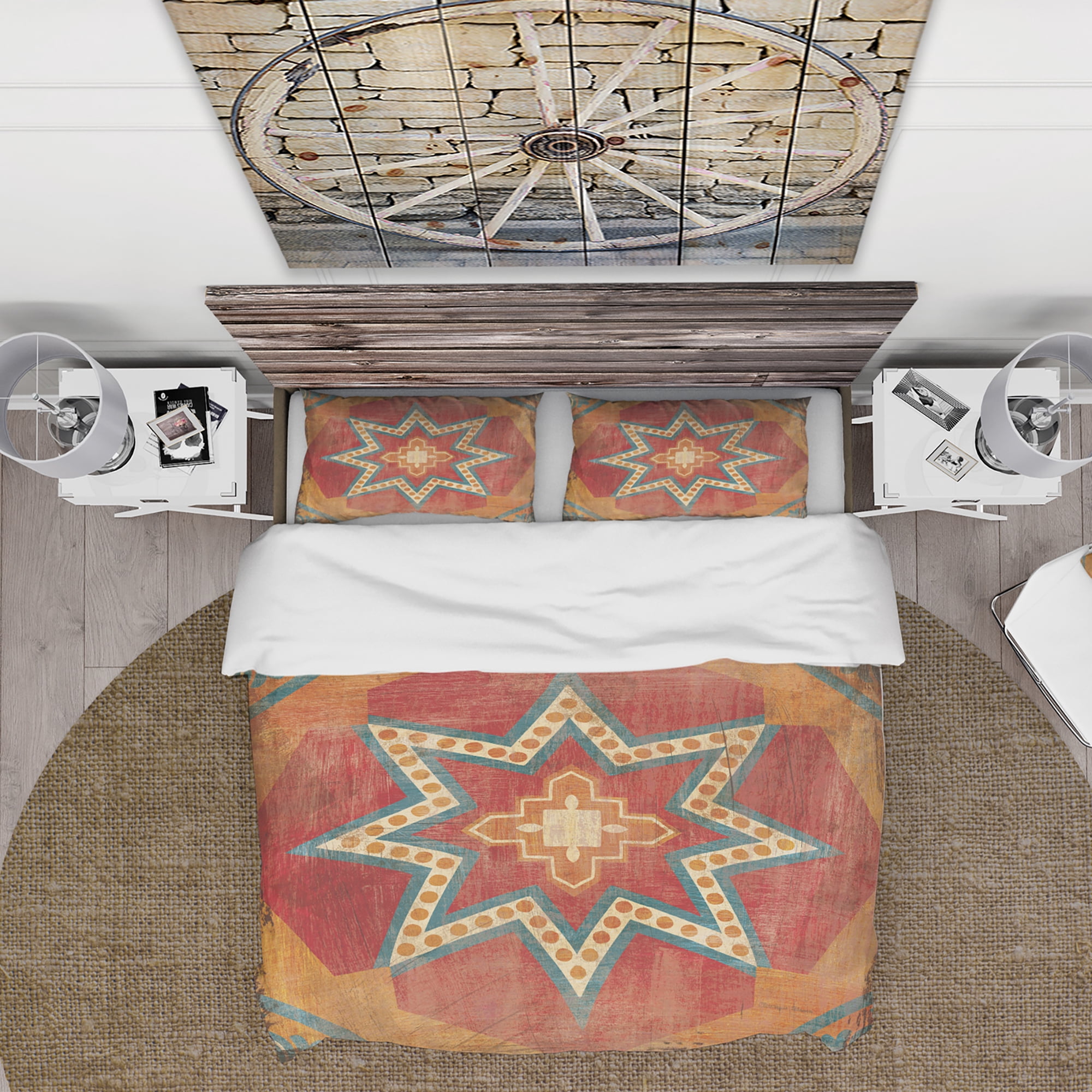Designart 'Moroccan Orange Tiles Collage I' Cottage Duvet Cover Set