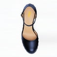 thumbnail image 2 of FSJ Women Retro Round Closed Toe Sandals Studded Rivet Platform Ankle Strap Chunky Block Heel Pumps Office Church Shoes Size 10 Blue, 2 of 5