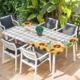 thumbnail image 2 of Sunflower Table Cloths for 3 Foot Rectangle Tables, Summer Botanical Checkered Yellow Floral Patio Waterproof Elastic Fitted Tablecloths, Washable Rectangular Table Cover for Camping, 2 of 8
