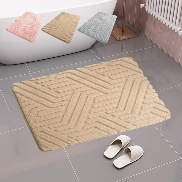 Tapete absorbente para el suelo del baño - Alfombra impermeable antideslizante para la entrada del inodoro y la puerta, esponja de espuma lavable, 40x60cm, gris/caqui/rosa