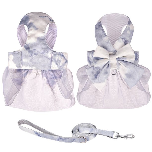 Chaleco de cuerda de tracción antirroturas para gatos, correa para el pecho con lazo para mascotas, vestido de princesa con velo, ropa para perros