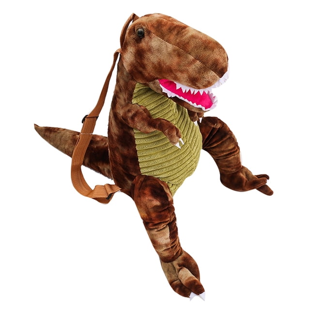 Mochila De Dinosaurio para Niños Dibujos Animados Forma De Dinosaurio 3D Felpa Suave Niños Mochila Animal Linda para Viajes Escuela Camping Marrón