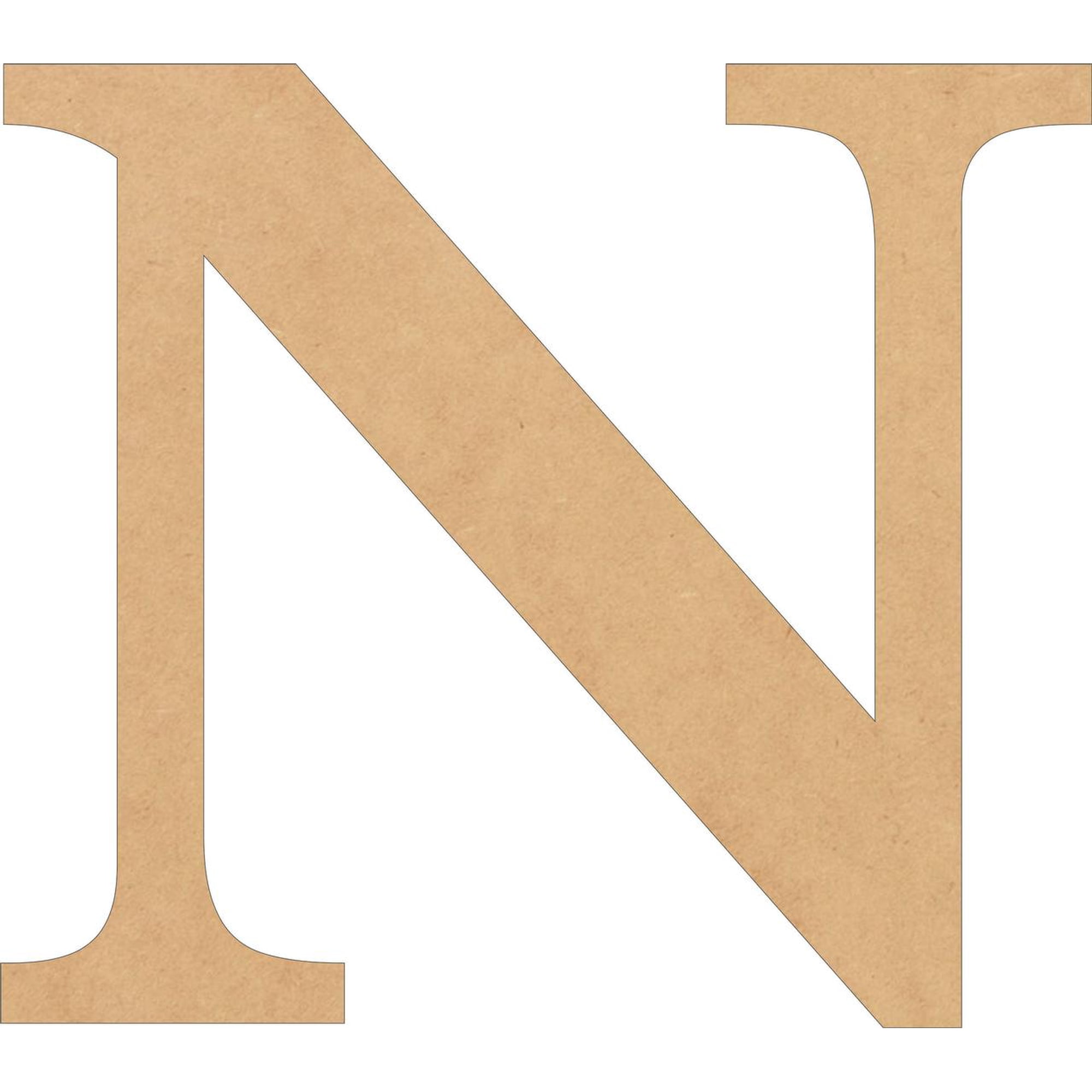 Wooden Letters, Unfinished 2'' Tall Alphabet N, Wooden Craft Letter