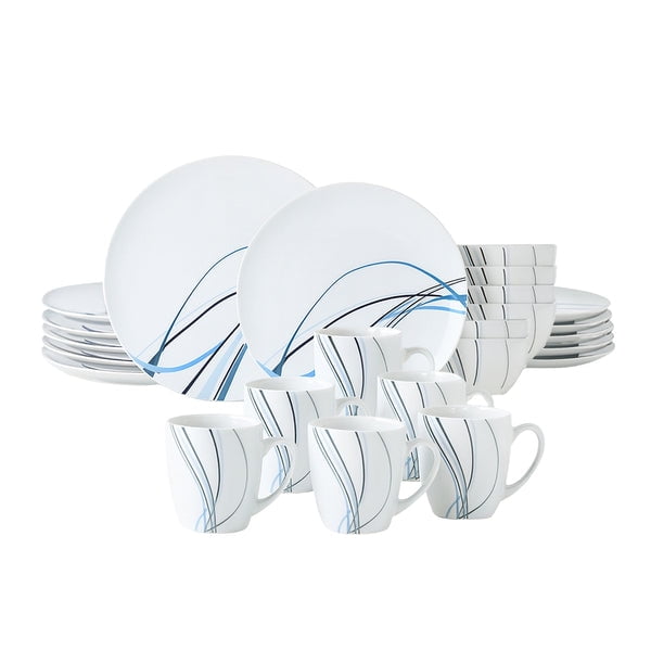 Vajilla Linnéa para 6 Personas Ideen Cerámica Azul/Blanca 24 piezas