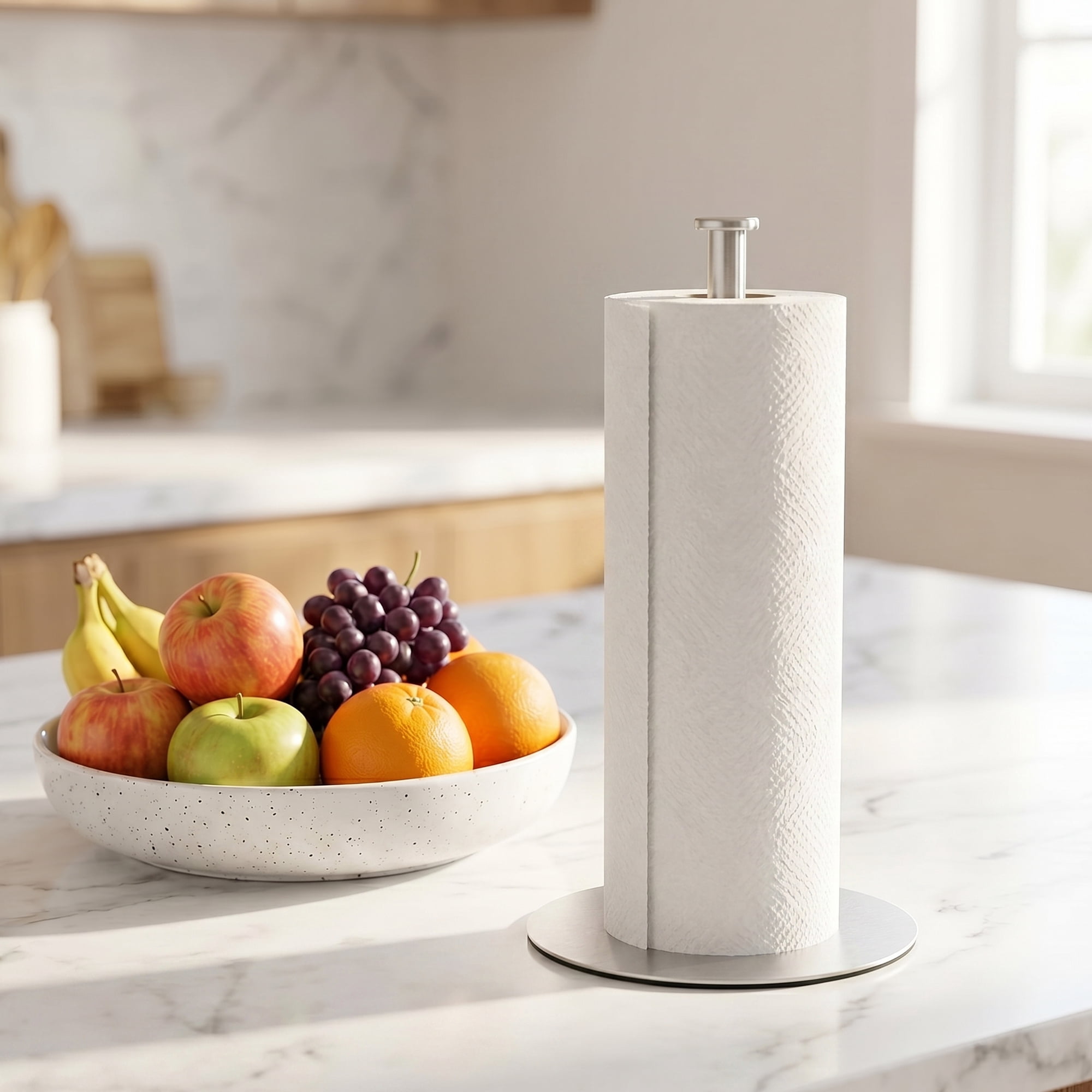 Unique Bargains Countertop Non Slip Base Paper Towel Holder Silver B 11.8x6.7inch