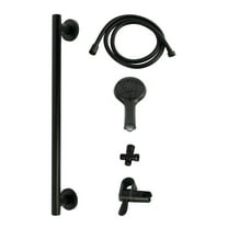 Kingston Brass KAK1540D Made to Match Shower System with Slide/Grab Bar and Hand Shower, Matte Black