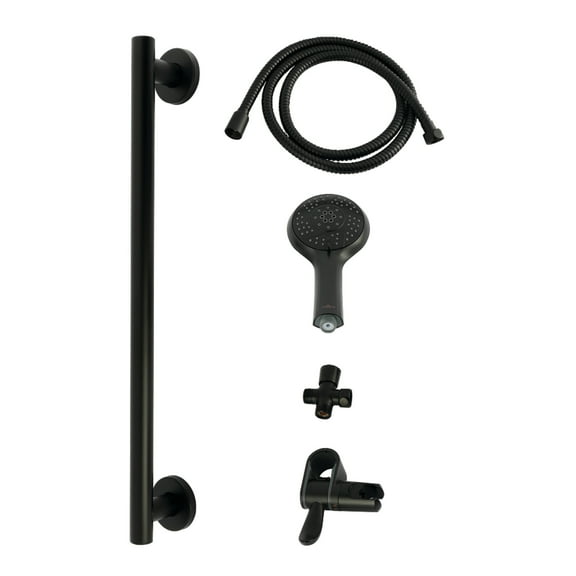 Kingston Brass KAK1540D Made to Match Shower System with Slide/Grab Bar and Hand Shower, Matte Black
