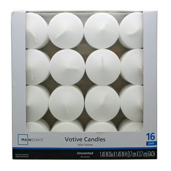 Mainstays Unscented Votive Candles, White, 16-Pack