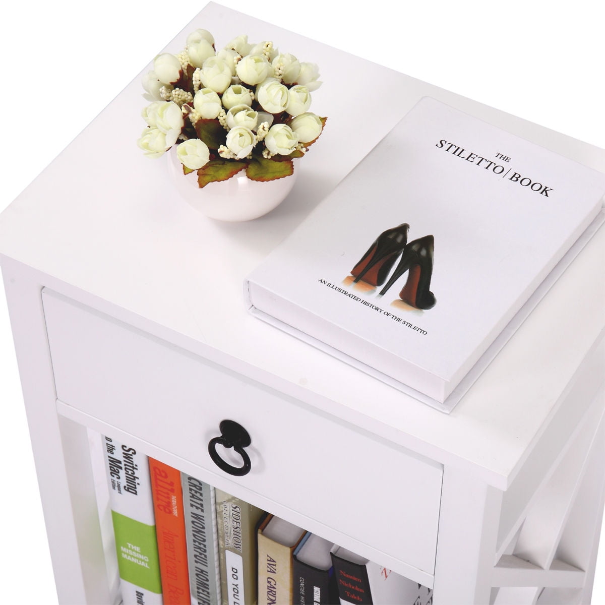 Kepooman Nightstand Set of 2, Wood Bedside Sofaside Table End Table Storage Cabinet - White Kepooman Nightstand Set of 2, Wood Bedside Sofaside Table End Table Storage Cabinet - White