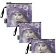 thumbnail image 2 of Haosy 3 Pack Reusable Ziploc Bags BPA Free Healthy Food Storage Bag Leakproof Sandwich Snack Freezer Bags Elegant Cat with Lilac Flowers Hat, 2 of 7