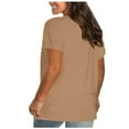 thumbnail image 5 of Ecqkame Plus Size Tops for Women Casual Short Sleeve Round Neck T Shirts Summer Solid Color Loose Breathable T-shirt Khaki XL, 5 of 6