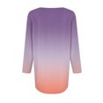 thumbnail image 4 of EANJE 3/4 Length Sleeve Shirts for Women Fashion Fall Pleated Front Blouses Crew Neck Tunic Top Gradient Print Dressy Casual Work Clothing Light Purple XL, 4 of 6