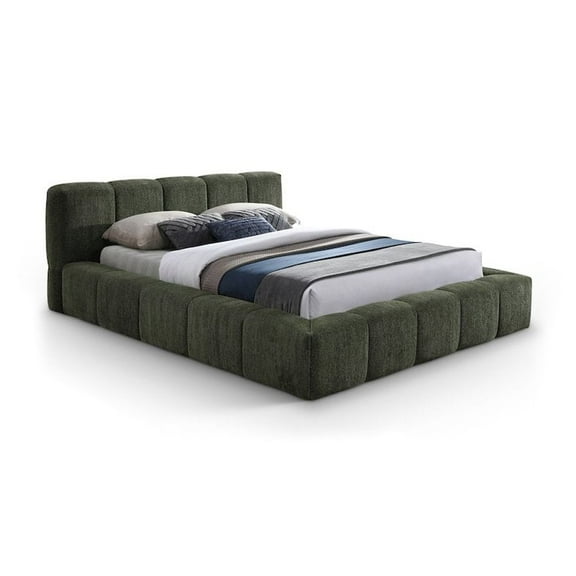 Meridian Furniture Carlin Olive Chenille Fabric King Bed