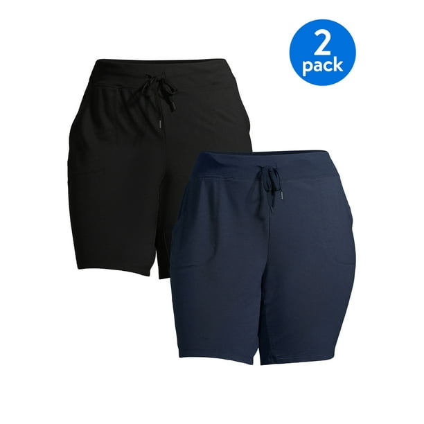 Athletic Works Plus Size French Terry Bermuda Shorts, 2Pack