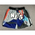 thumbnail image 1 of Nets Retro Embroidered Zipper Pocket Shorts Basketball Embroidered Shorts, 1 of 2