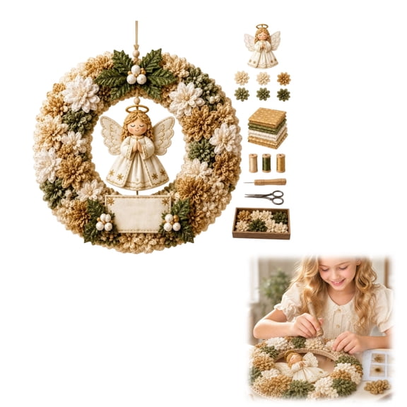 3D Fabric Poke Wreath DIY Kit, Christmas Wreath DIY Kits For Adults,3D Fabric Poke Art Craft Kit For Beginner-Friendly, Holiday Wreath Making Kit, Door & Wall Decor
