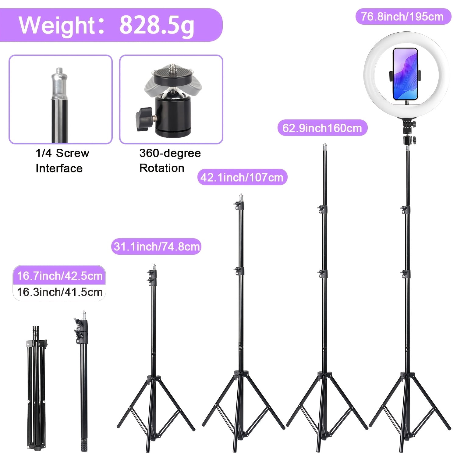10-inch Upgraded RGB Ring Light with Phone Mount & 63" Stand - Portable for Vlogging, Makeup, Live Streaming & Photography, with Desktop-level Dimming Control