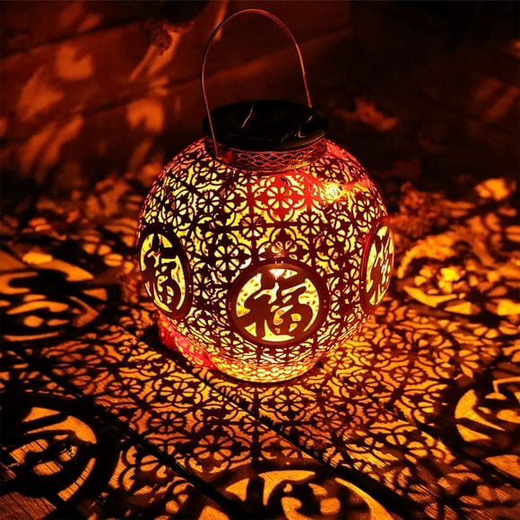 Solar Lanterns Outdoor Hanging Lantern Lights Hollowed Out Decor Lantern LED Decorative Garden Light Delicate Garden Decoration For Patio