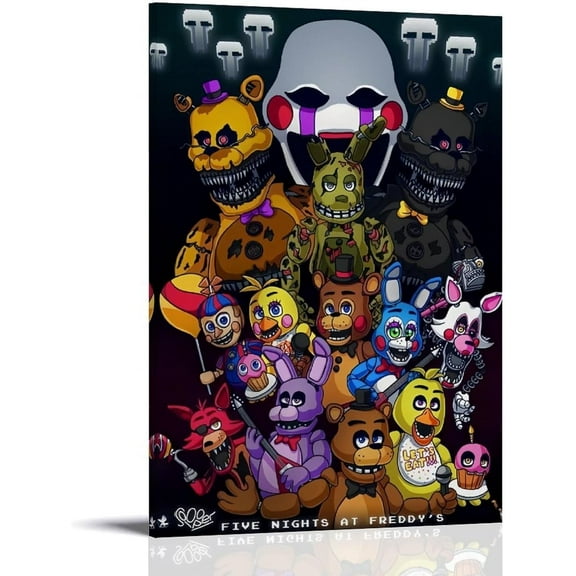 Canvas Fnaf Poster Anime Poster Canvas Wall Art Bedroom Decoration Poster 12x16 inch Unframed