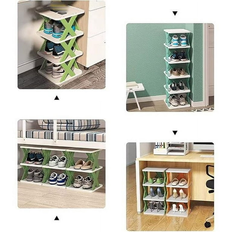 TOLONAG Corner Shoe Rack for Entryway, Black Wooden Narrow Shoe Shelf,  Small Tall, Free Standing, Assembles Easily