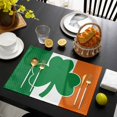 thumbnail image 3 of St. Patrick's Day Placemats Set of 6, Irish Flag Green Lucky Shamrock Placemats for Dining Table, Place Mats for Kitchen Tabletop, Waterproof Wipeable Dining Table Mats Set, 3 of 9