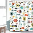 thumbnail image 2 of Fish Shower Curtain, Kids Bathroom Shower Curtain Cartoon Shower Curtain, Nautical Shower Curtain Set with 12 Hooks, Waterproof Colorful Animal Cartoon Fish Bathroom Decor, 72 x 84 Inch, 2 of 6