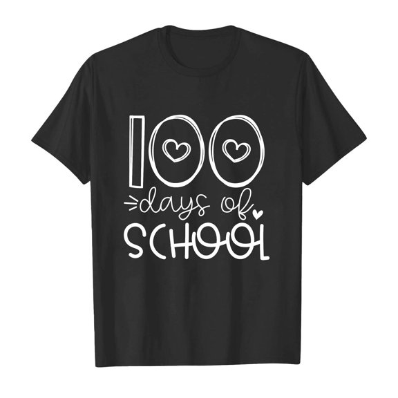 Shirts for Girls 100th Day of School Shirt Short Sleeve Funny Graphic Tee Kids Clothes Girls for Boys 4-5 Years