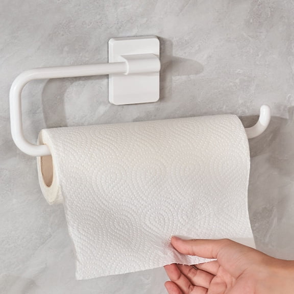 SOPOTUTU White Wall Mounted Bathroom Paper Towel Holder Plastic Toilet Roll Organizer