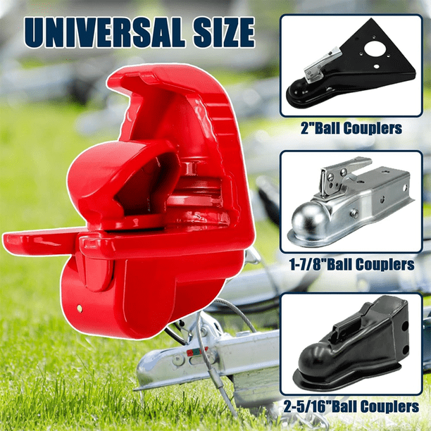 Universal Red Hitch Ball Lock – Fits 1-7/8, 2, And 2-5/16 Couplers With 2 Keys