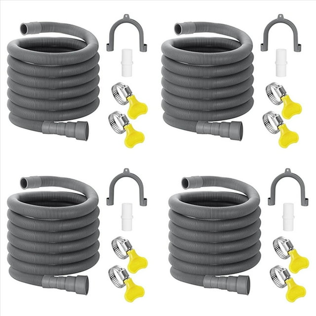 4X Juego de ExtensióN de Manguera de DesagüE Manguera de Lavadora Universal de 10 Pies, Incluye Conector de Manguera Soporte y Abrazaderas de Manguera Mangueras de Drenaje