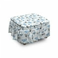 thumbnail image 1 of Doodle Ottoman Cover, Airplanes and Clouds, 2 Piece Slipcover Set with Ruffle Skirt for Square Round Cube Footstool Decorative Home Accent, Standard Size, Dark Blue Grey Eggshell, by Ambesonne, 1 of 1