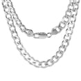 thumbnail image 1 of Sterling Silver 8mm Curb Cuban Link Chain Necklace for Men and Women Beveled Edges Nickel Free Italy 28 inch, 1 of 4