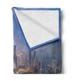 thumbnail image 2 of Urban Soft Flannel Fleece Blanket, Modern City Skyline Business District Skyscraper Towers Kuala Lumpur Malaysia, Cozy Plush for Indoor and Outdoor Use, 50" x 70", Orange Yellow Blue, by Ambesonne, 2 of 5