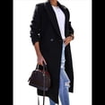 thumbnail image 3 of Abrigos Largos de Lana para Mujer, Gabardina, Blazer Cruzado, Abrigo, Otoño e Invierno Negro S, 3 of 8