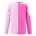 thumbnail image 4 of tklpehg Fall Long Sleeve Shirts for Women Lightweight Crew Neck Lace Hollow Out Sleeve Tunic Tops Color Block Casual Ladies Tops(V01_ Hot Pink,XL), 4 of 5