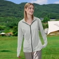 thumbnail image 5 of Xyxonk Women's Upf 50+ Sun Protection Jacket Long Sleeve Full Zip Tops Workout Solid Color Sun Shirt for Hiking Outdoor Light Gray S, 5 of 7