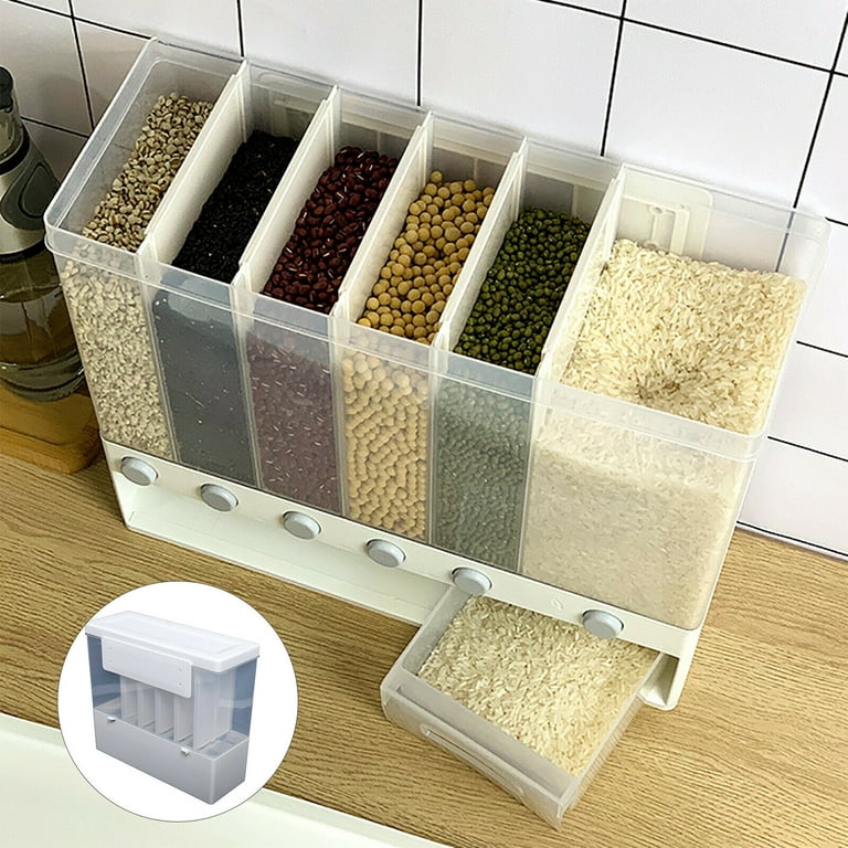 CLEARANCE 6-grid Rice Storage Cereal Dispenser Grain Container