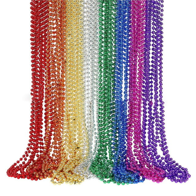 relayinert 48PCS Loose Set - Violet, Silver, Gold, Green, Party Beads, Reusable Carnival Lightweight, Decoration (6MM84cm)