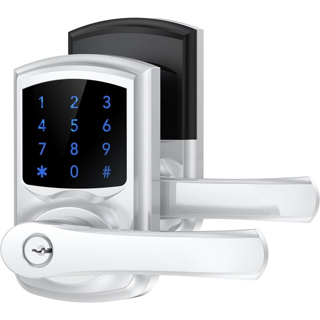 Keyless Entry Door Lock with Keypad and Handle for Front Doors Touchscreen Deadbolt peep Password AutoLocking Matte