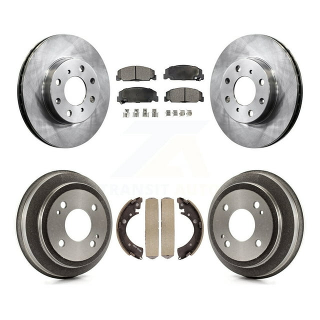 Transit Auto Front Rear Disc Brake Rotors Semi-Metallic Pads and Drum Kit for Car 1993-1995 Honda Civic DX with Coupe Manual transmission K8F-103186