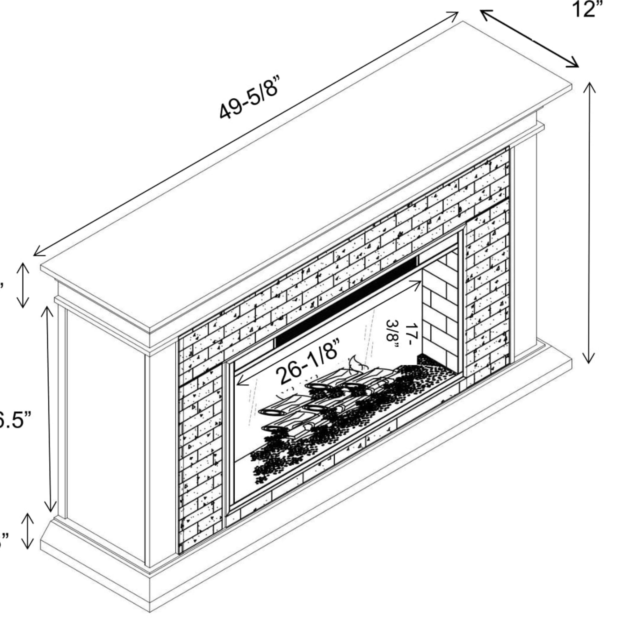 50" Electric Fireplace Mantel by Home Decor Mantels with Modern Faux Brick Accents - Brown