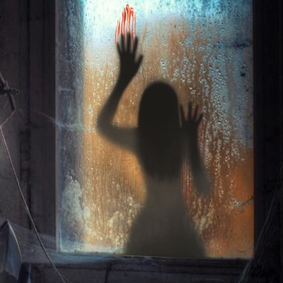 Halloween Window Decorations Spooky Ghost Silhouette 38X17 Inch Scary Bloody Halloween Decor for Indoor Outdoor Door Wall Halloween Party Decor 1 Pack