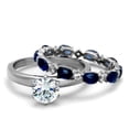 thumbnail image 2 of Luxe Jewelry Designs 2-Piece Stainless Steel Women's Wedding Ring Set with Blue and Clear CZ Stones,, 2 of 4